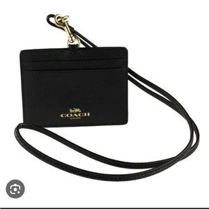 NWT COACH LANYARD ID HOLDER CREDIT CARD CASE NECK ID LEATHER HORIZONTAL